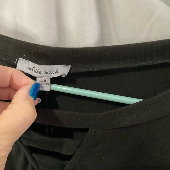 White Birch Plus Size Women’s Black Dolman Cut Batwing Sleeves Plus Size 2X - Picture 6 of 8